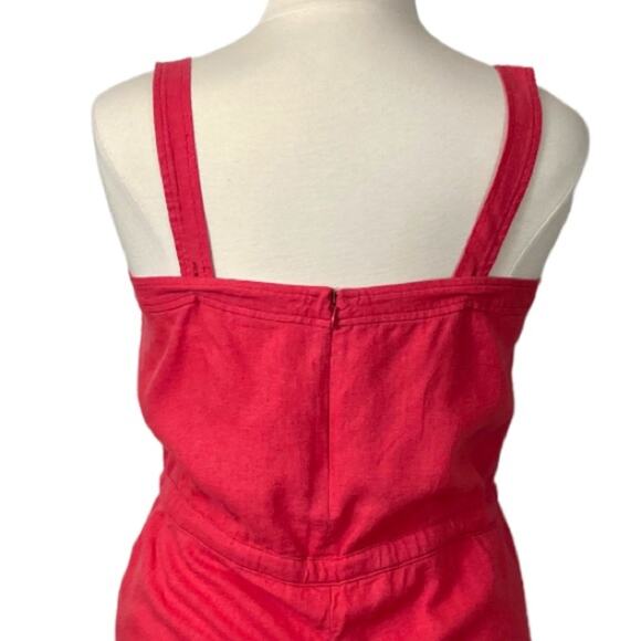 Gap Women's Romper Pink Adjustable Straps Linen Blend Salmon Pink New Size 14 - Picture 8 of 13